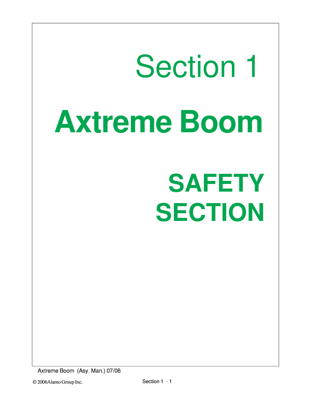 Alamo 02984405 instruction manual Axtreme Boom, Safety Section 