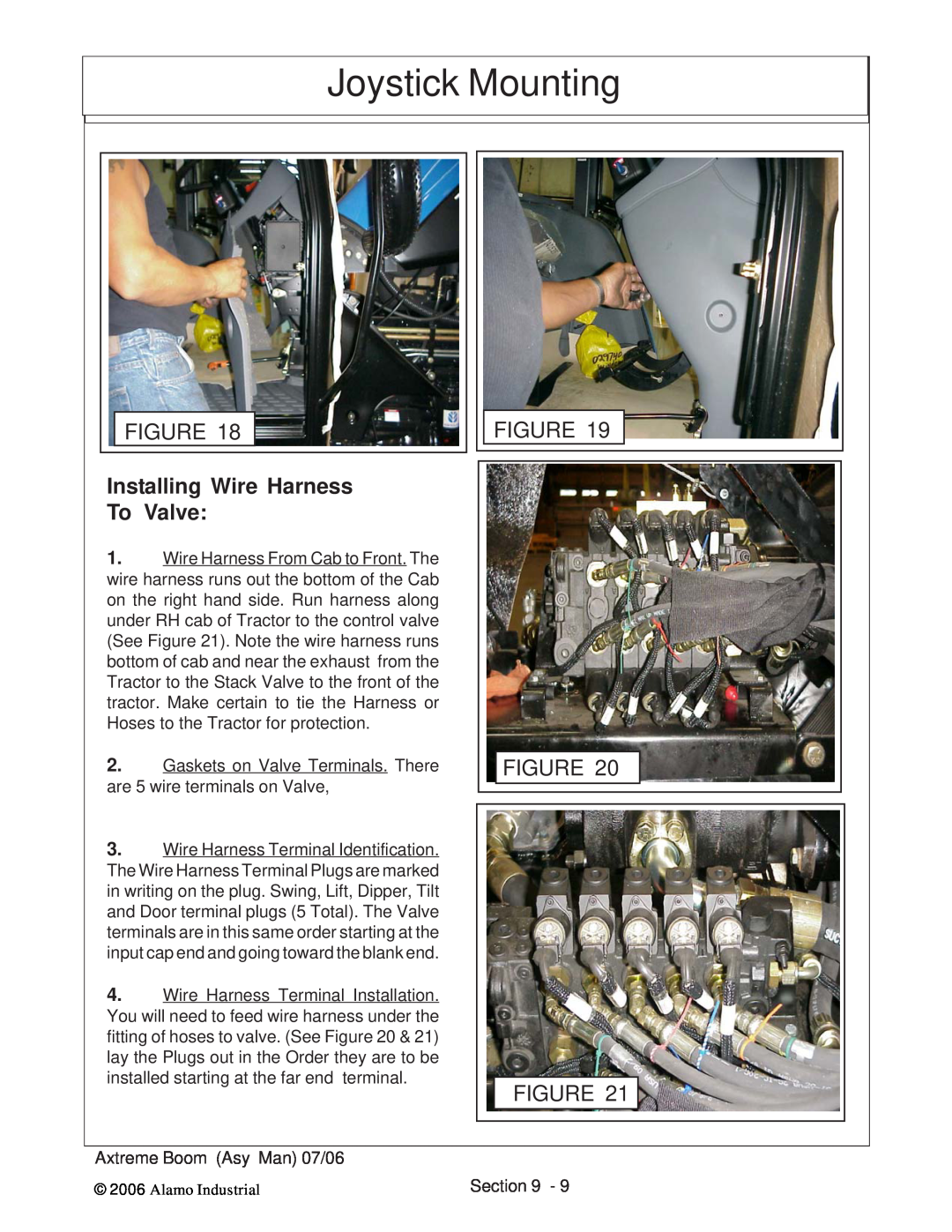 Alamo 02984405 instruction manual Installing Wire Harness To Valve, Joystick Mounting 