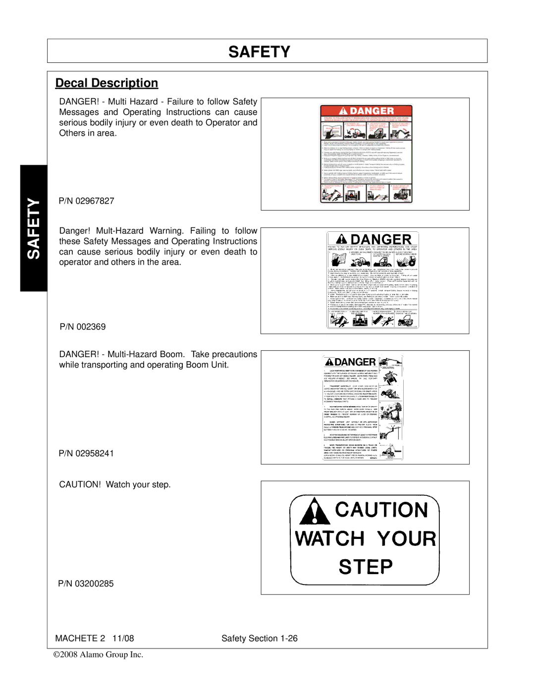 Alamo 02986941C manual Decal Description 