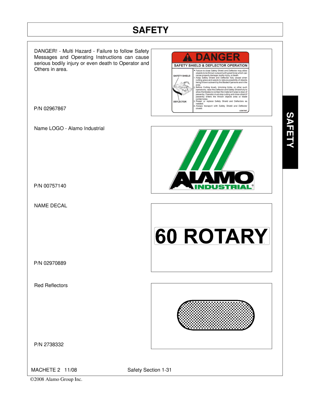 Alamo 02986941C manual Name Decal 