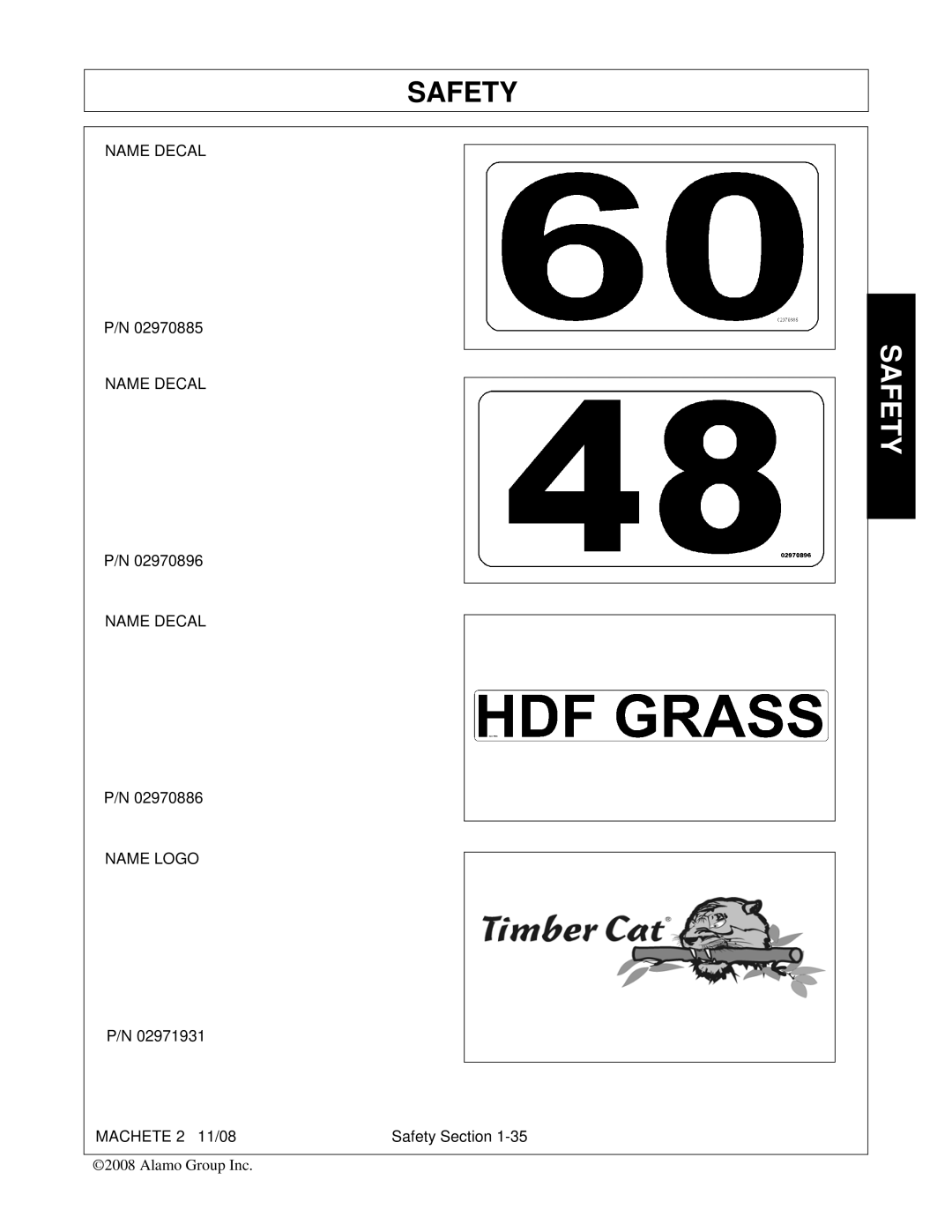 Alamo 02986941C manual Name Decal Name Logo 