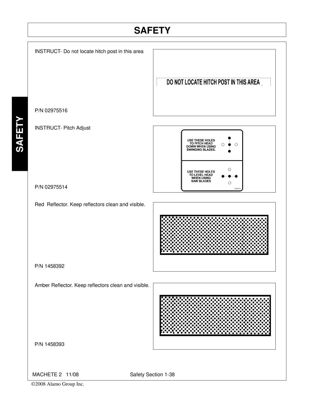 Alamo 02986941C manual Safety 