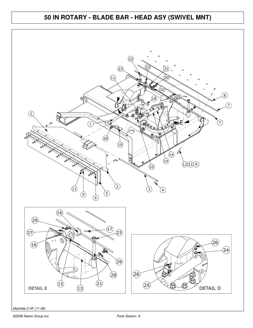 Alamo 02986941P manual Rotary Blade BAR Head ASY Swivel MNT 