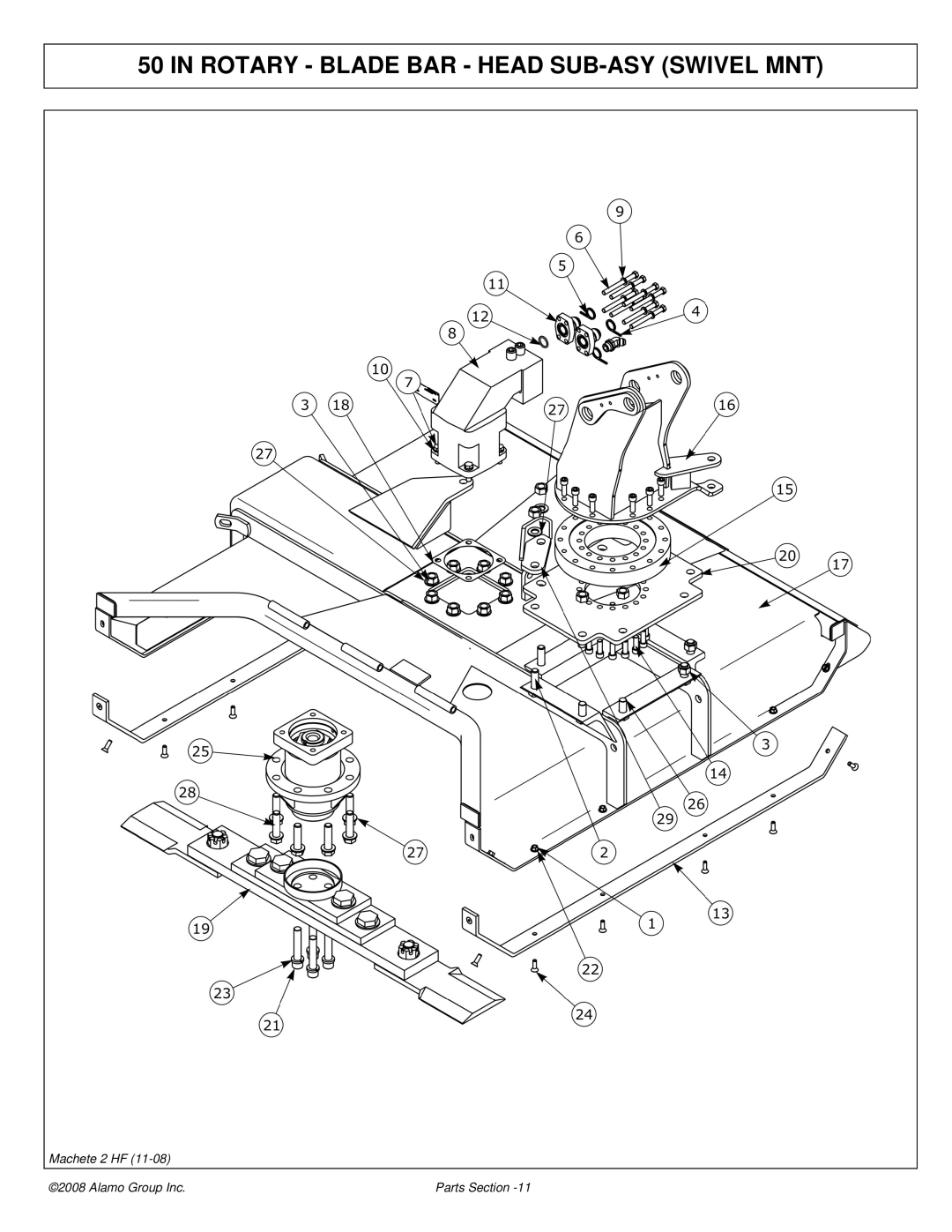 Alamo 02986941P manual Rotary Blade BAR Head SUB-ASY Swivel MNT 