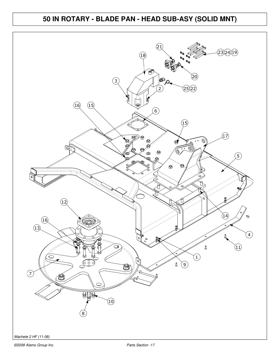 Alamo 02986941P manual Rotary Blade PAN Head SUB-ASY Solid MNT 