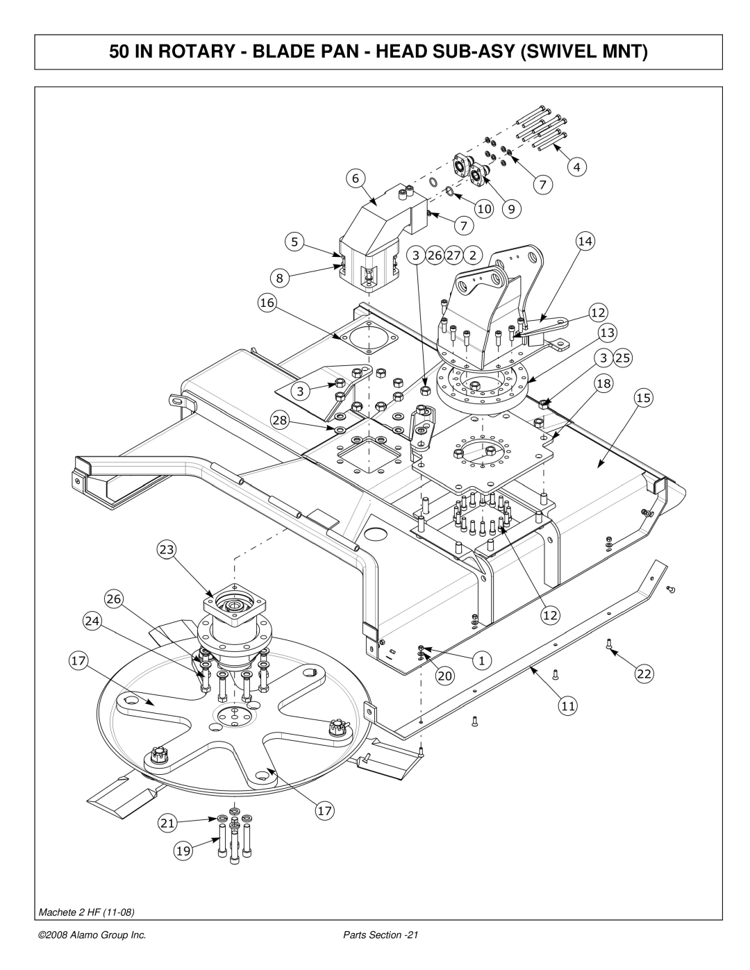 Alamo 02986941P manual Rotary Blade PAN Head SUB-ASY Swivel MNT 