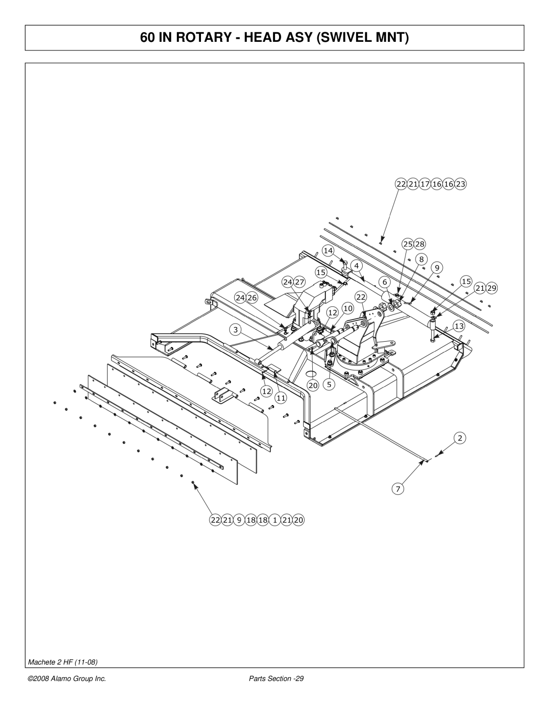 Alamo 02986941P manual Rotary Head ASY Swivel MNT 