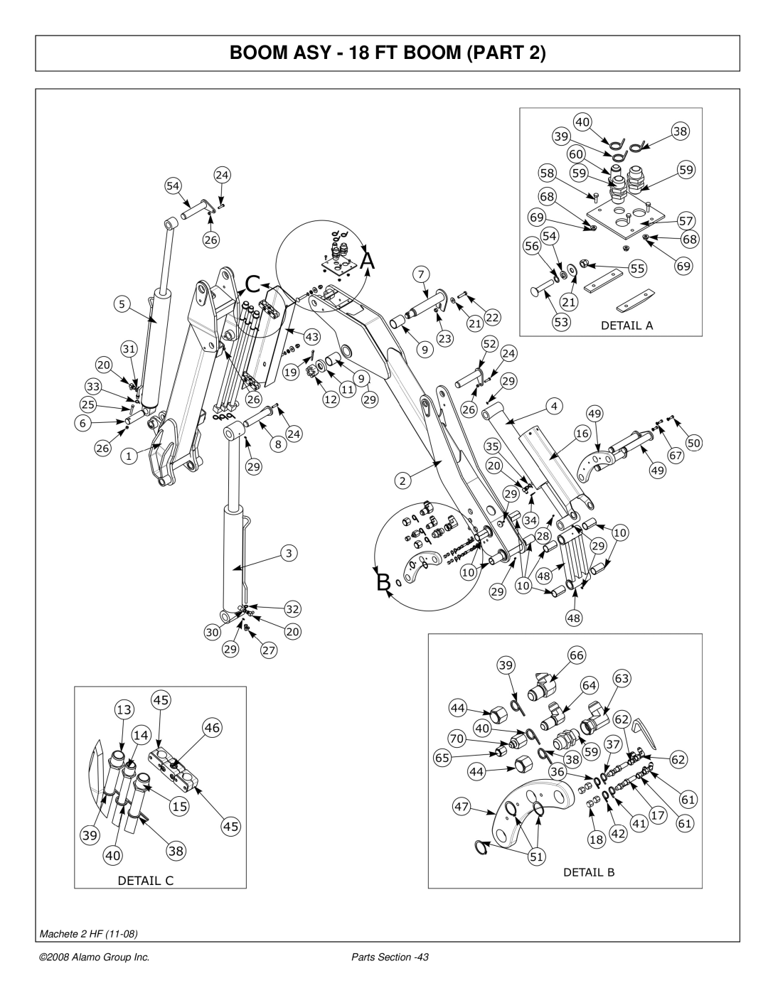 Alamo 02986941P manual Boom ASY 18 FT Boom Part 