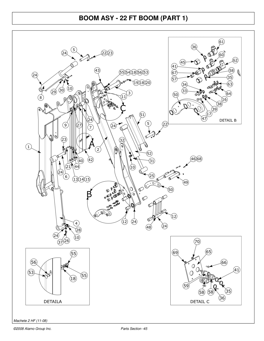 Alamo 02986941P manual Boom ASY 22 FT Boom Part 