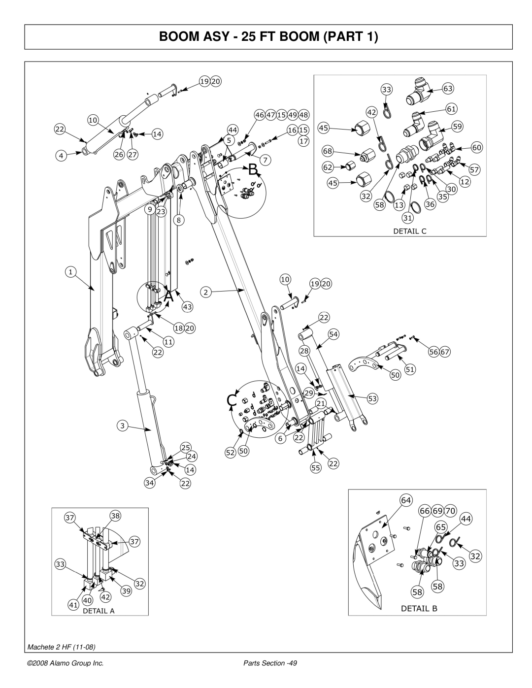 Alamo 02986941P manual Boom ASY 25 FT Boom Part 