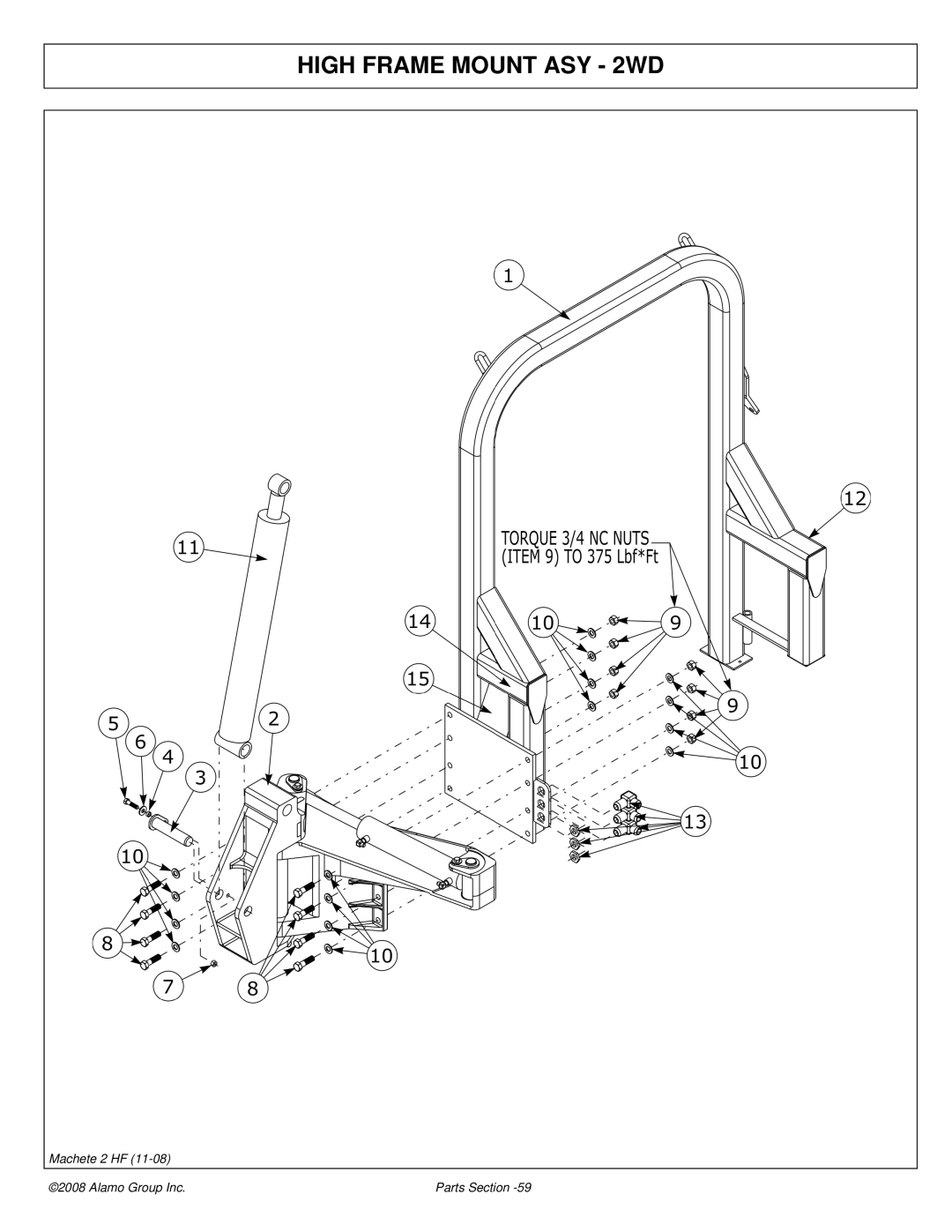 Alamo 02986941P manual High Frame Mount ASY 2WD 