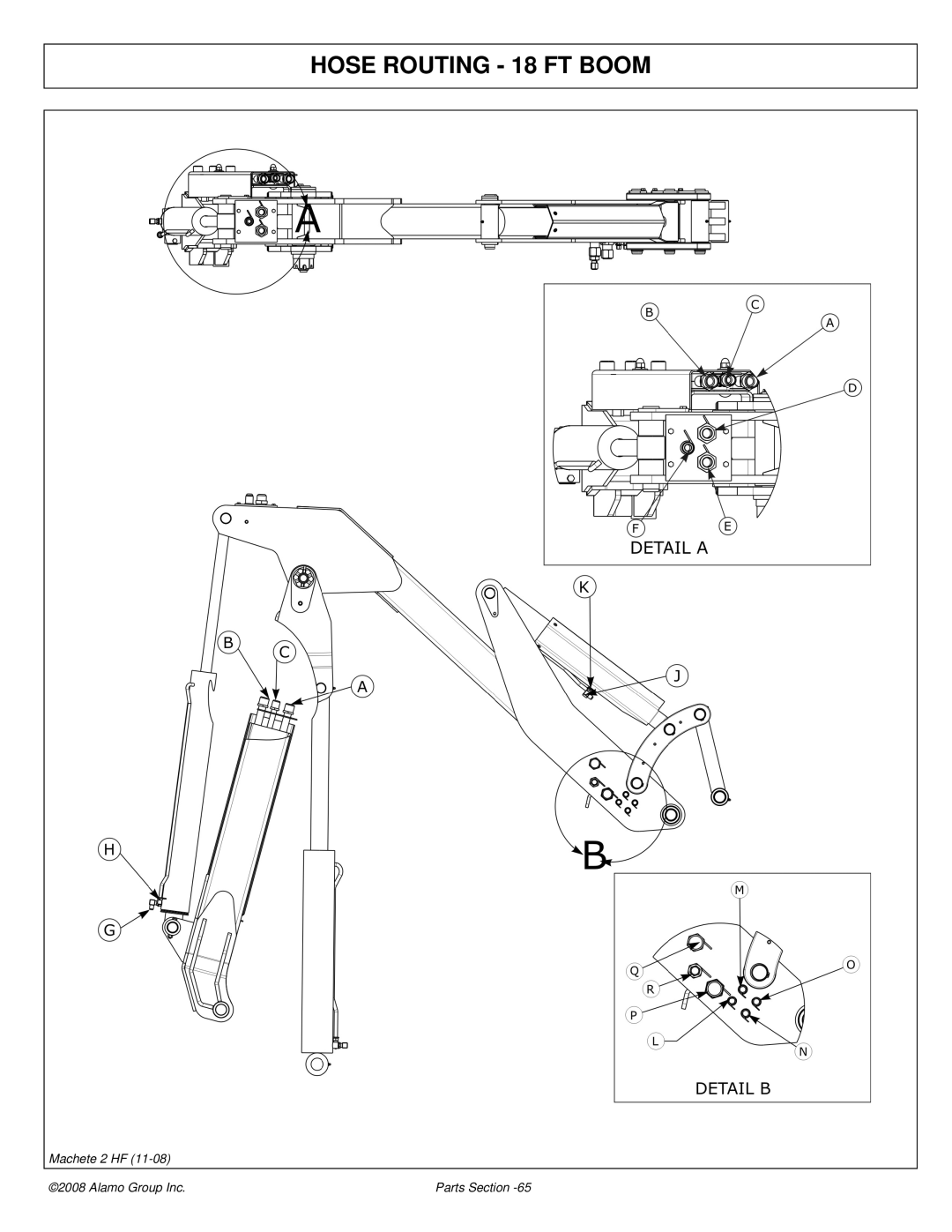 Alamo 02986941P manual Hose Routing 18 FT Boom 