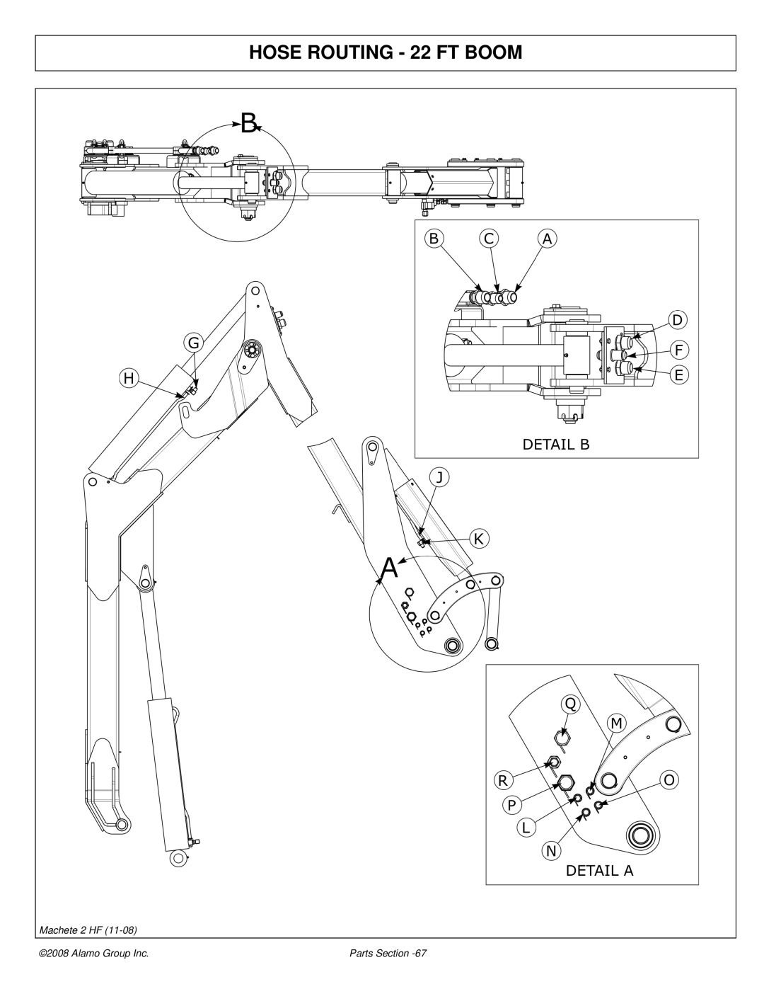 Alamo 02986941P manual Hose Routing 22 FT Boom 