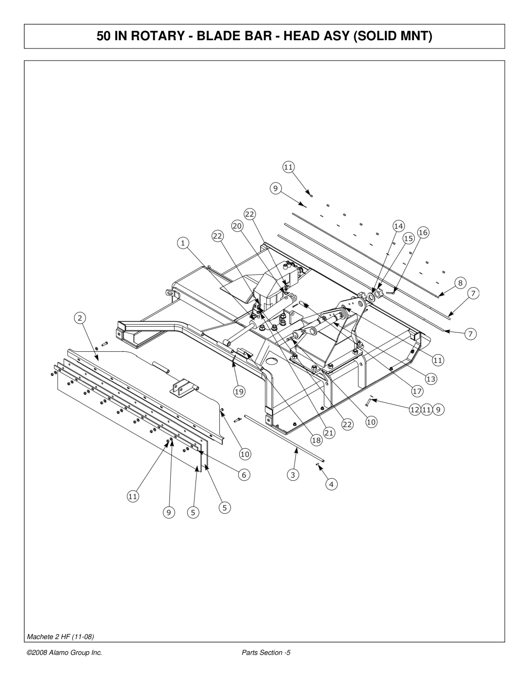 Alamo 02986941P manual Rotary Blade BAR Head ASY Solid MNT 