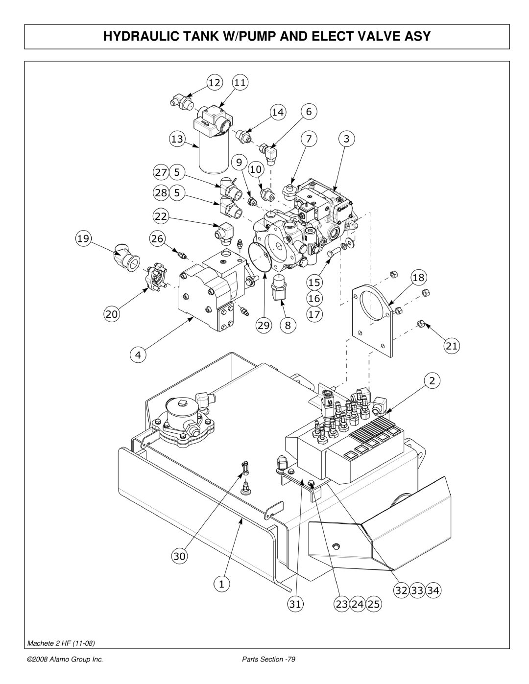 Alamo 02986941P manual Hydraulic Tank W/PUMP and Elect Valve ASY 