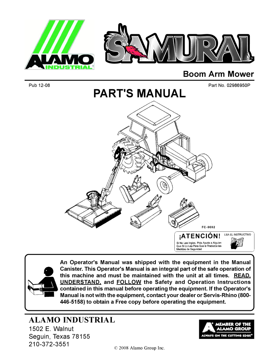 Alamo 02986950P manual Parts Manual 