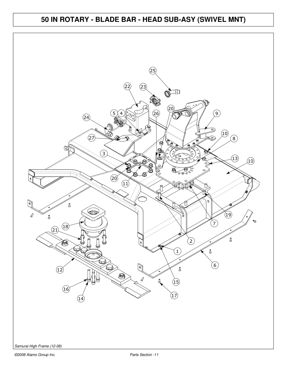 Alamo 02986950P manual Rotary Blade BAR Head SUB-ASY Swivel MNT 