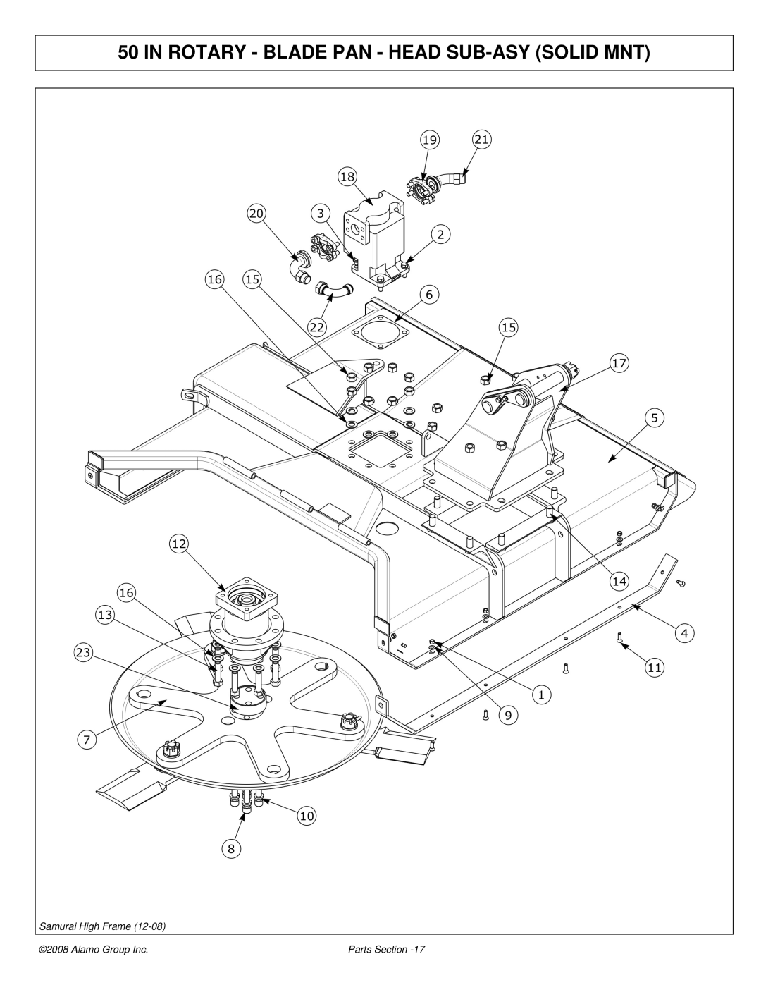 Alamo 02986950P manual Rotary Blade PAN Head SUB-ASY Solid MNT 