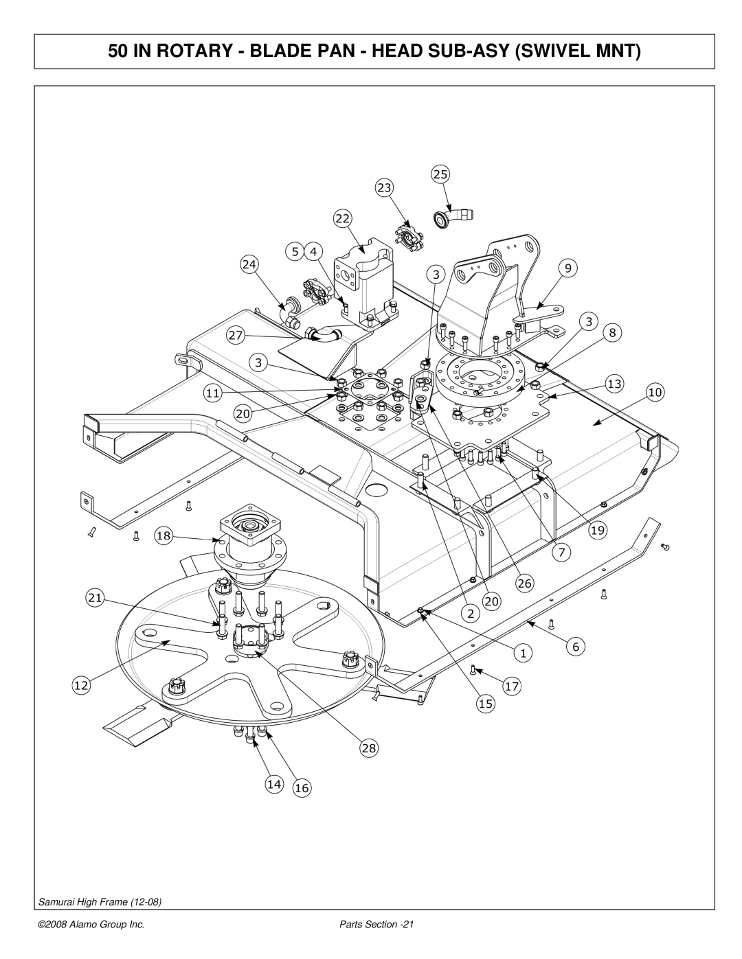 Alamo 02986950P manual Rotary Blade PAN Head SUB-ASY Swivel MNT 