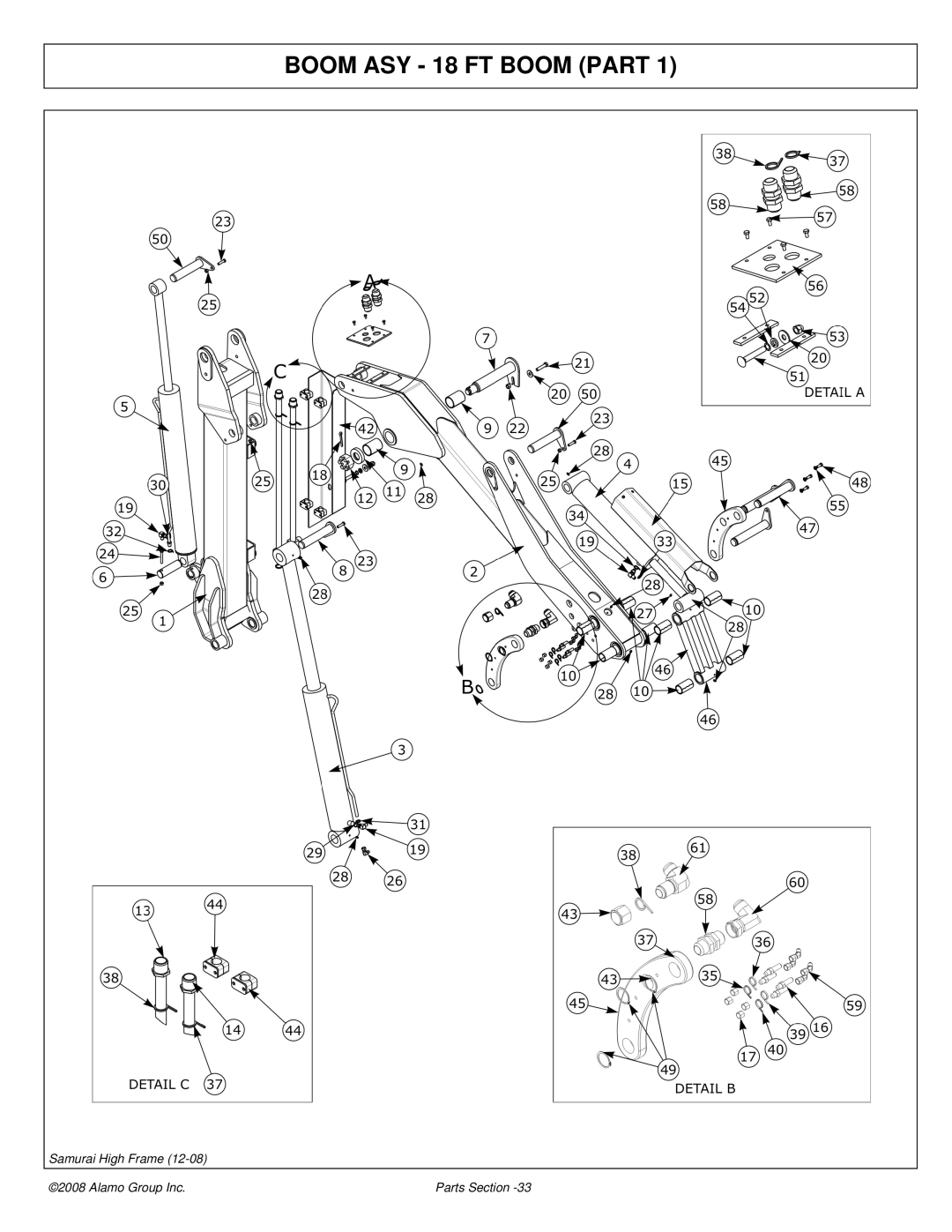 Alamo 02986950P manual Boom ASY 18 FT Boom Part 