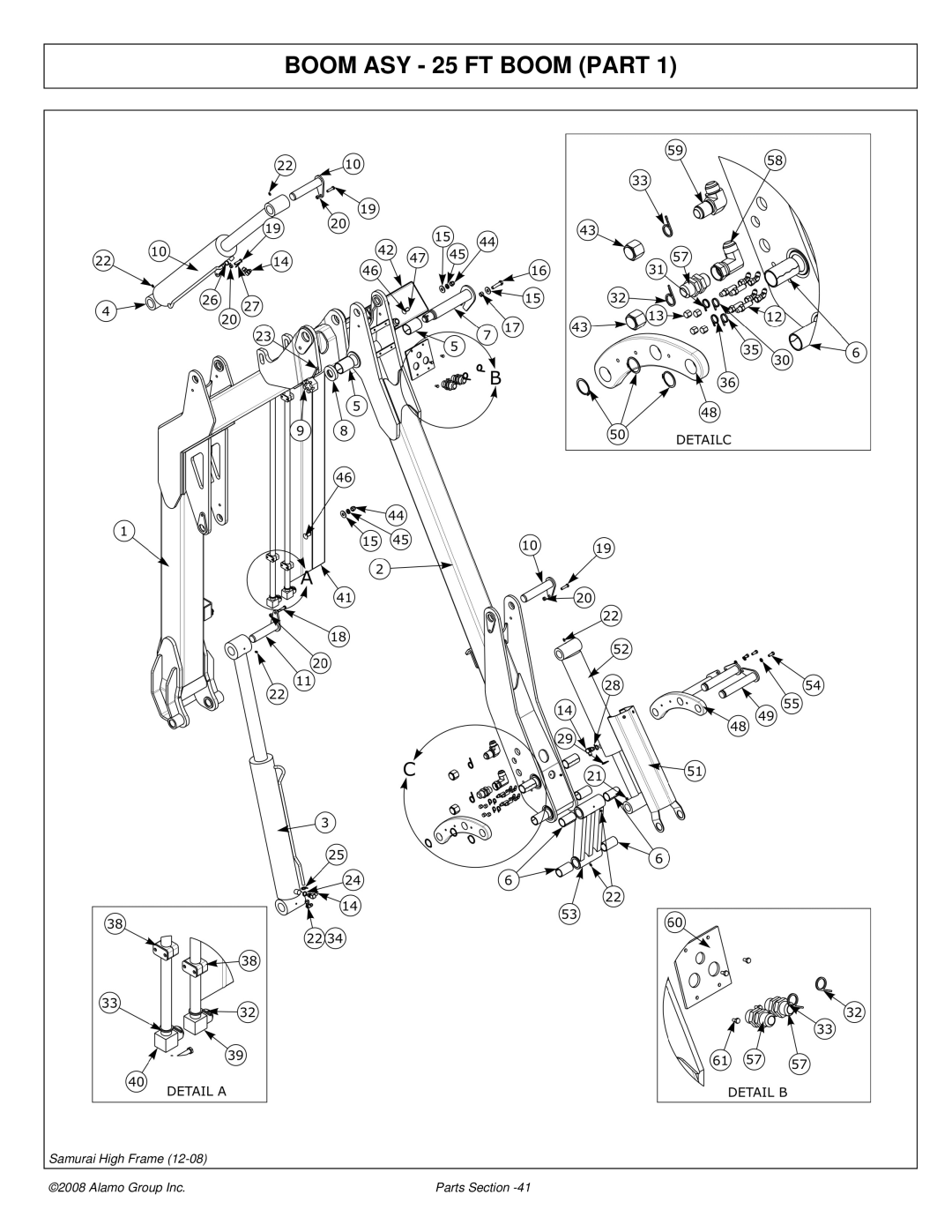 Alamo 02986950P manual Boom ASY 25 FT Boom Part 