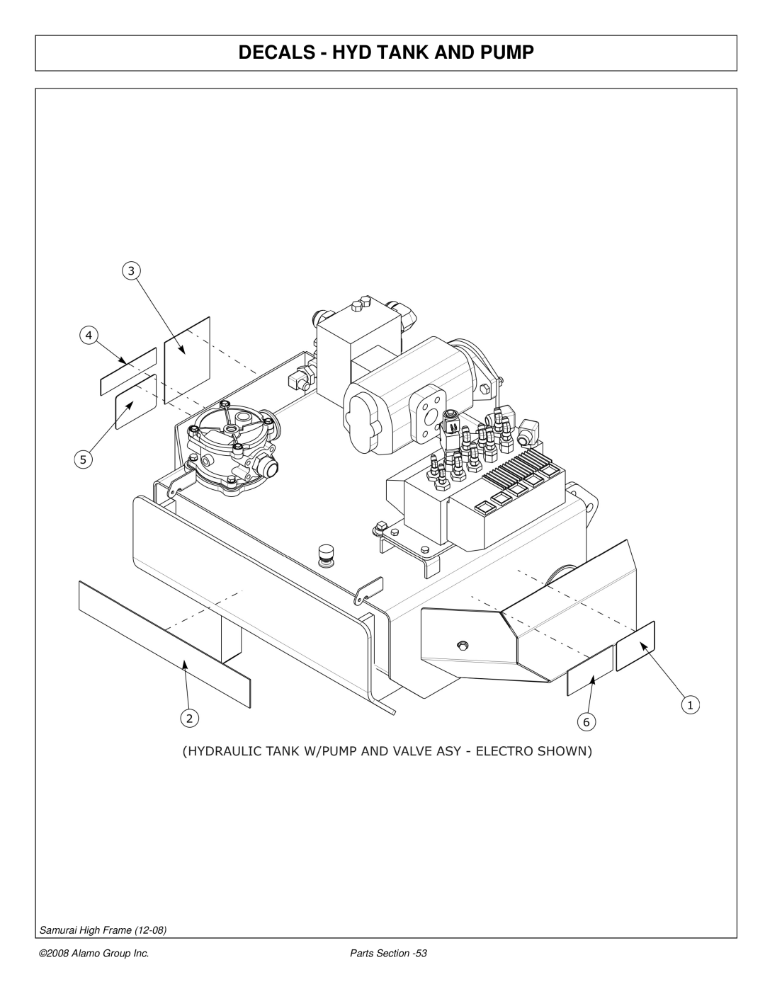 Alamo 02986950P manual Decals HYD Tank and Pump 