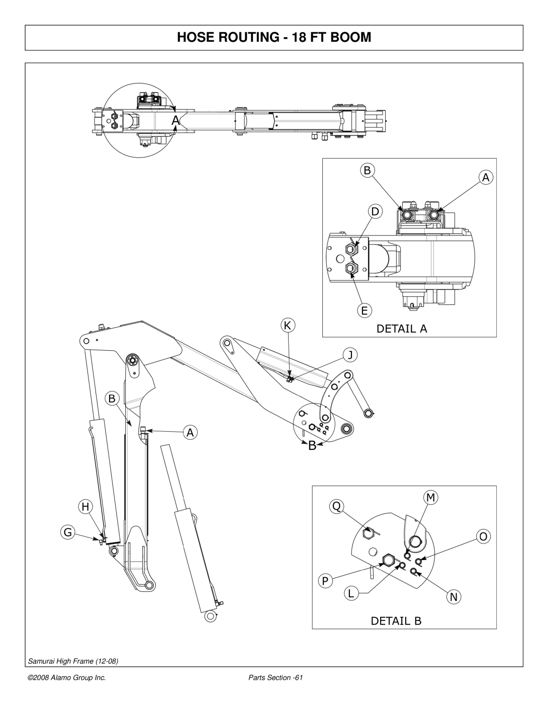 Alamo 02986950P manual Hose Routing 18 FT Boom 