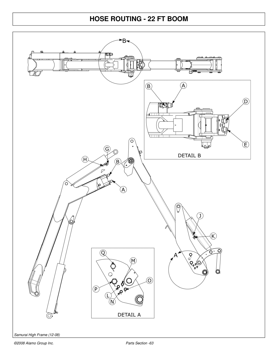 Alamo 02986950P manual Hose Routing 22 FT Boom 