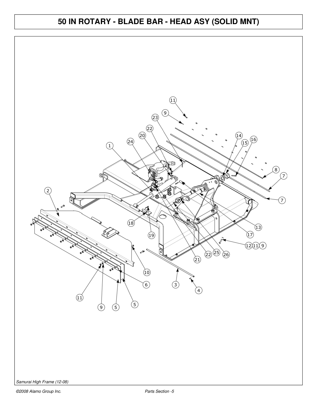 Alamo 02986950P manual Rotary Blade BAR Head ASY Solid MNT 