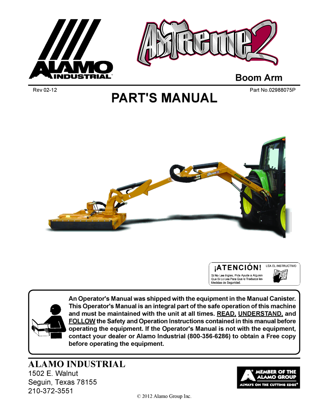 Alamo 02988075P manual Parts Manual 