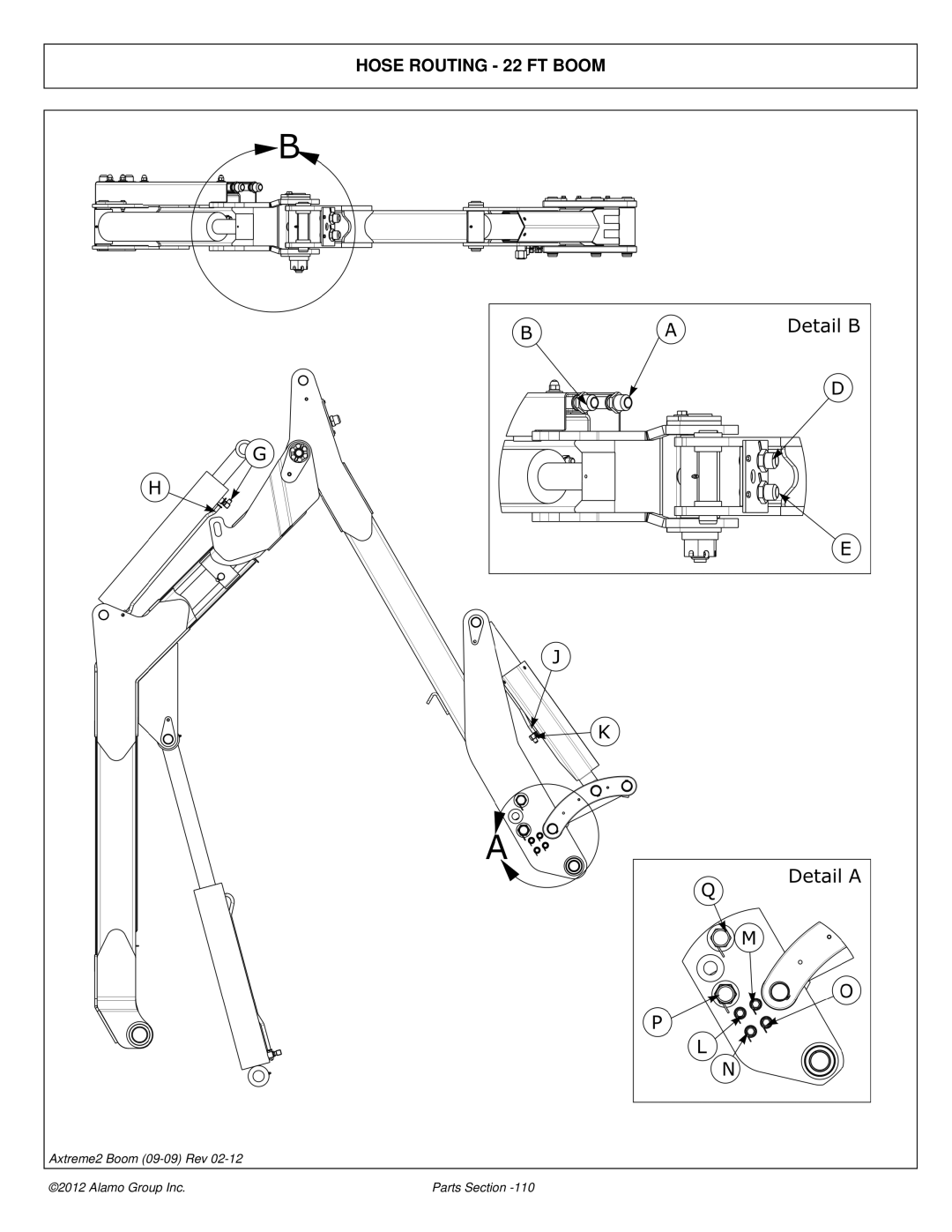 Alamo 02988075P manual Hose Routing 22 FT Boom 