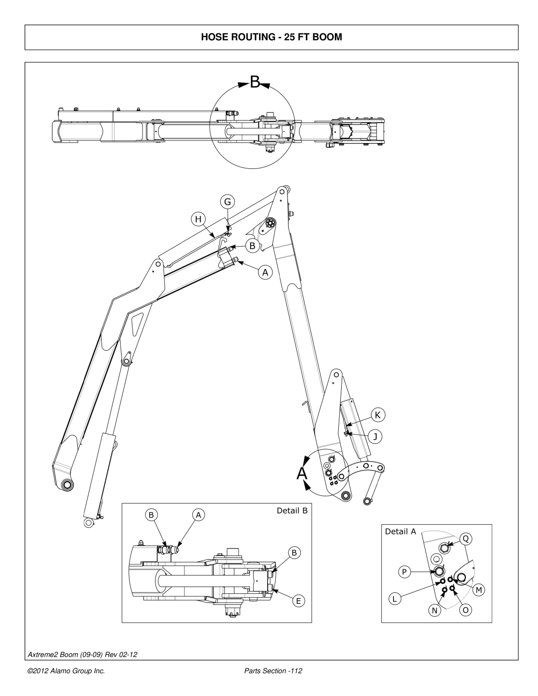 Alamo 02988075P manual Hose Routing 25 FT Boom 