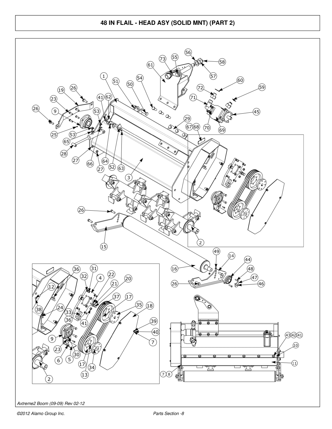 Alamo 02988075P manual Flail Head ASY Solid MNT Part 