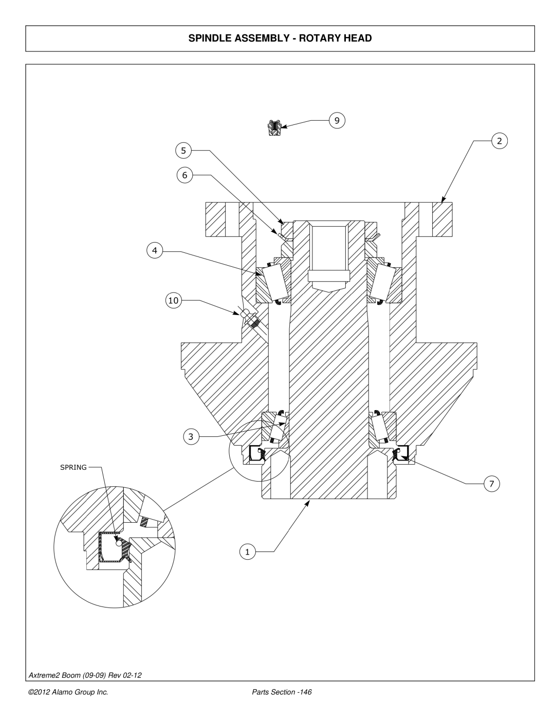 Alamo 02988075P manual Spindle Assembly Rotary Head 