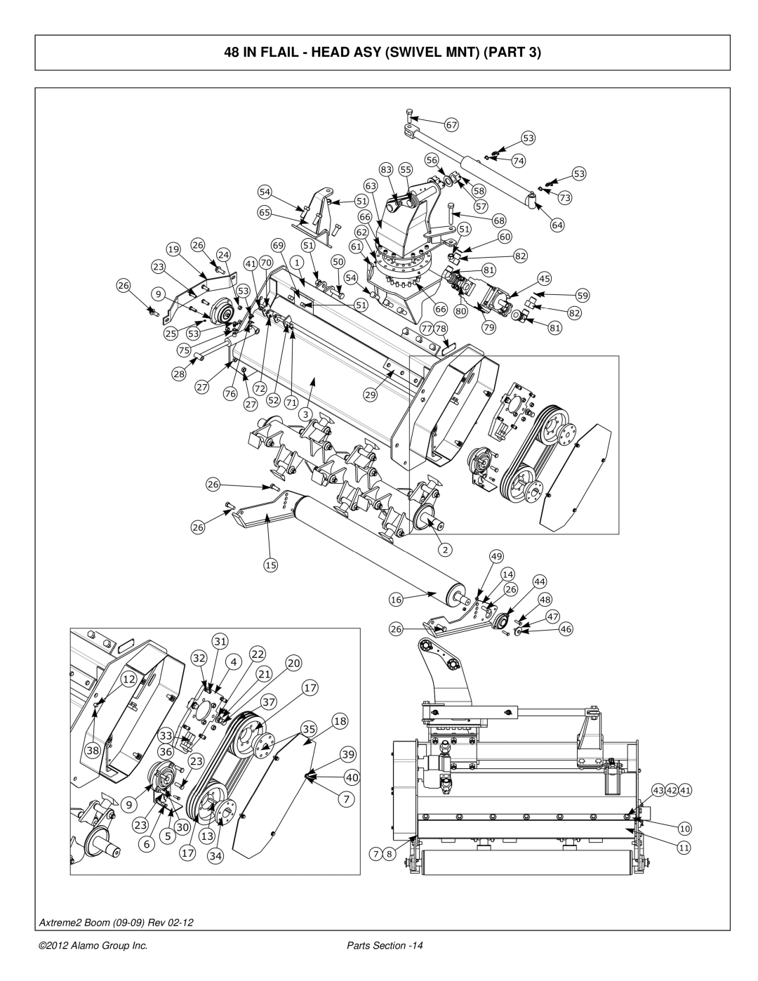 Alamo 02988075P manual Flail Head ASY Swivel MNT Part 