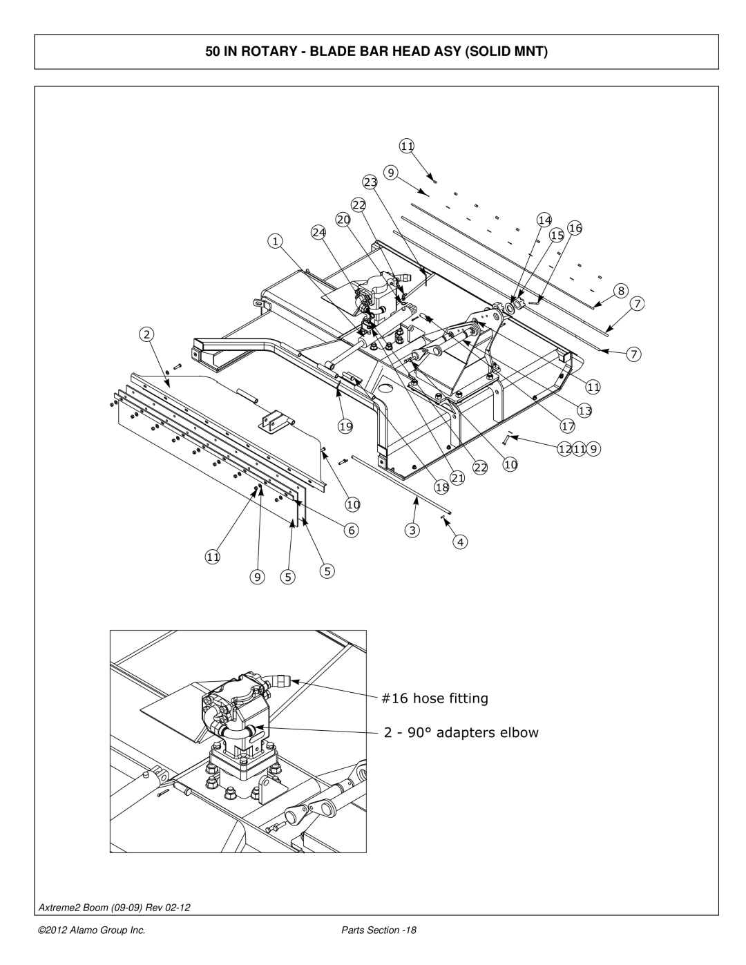 Alamo 02988075P manual Rotary Blade BAR Head ASY Solid MNT 