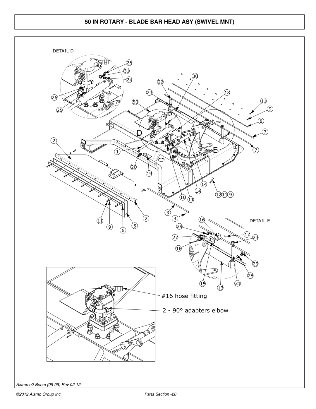 Alamo 02988075P manual Rotary Blade BAR Head ASY Swivel MNT 