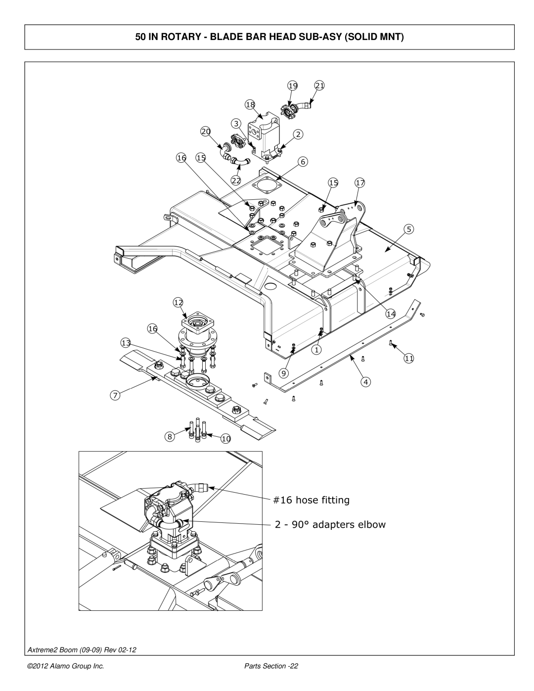 Alamo 02988075P manual Rotary Blade BAR Head SUB-ASY Solid MNT 