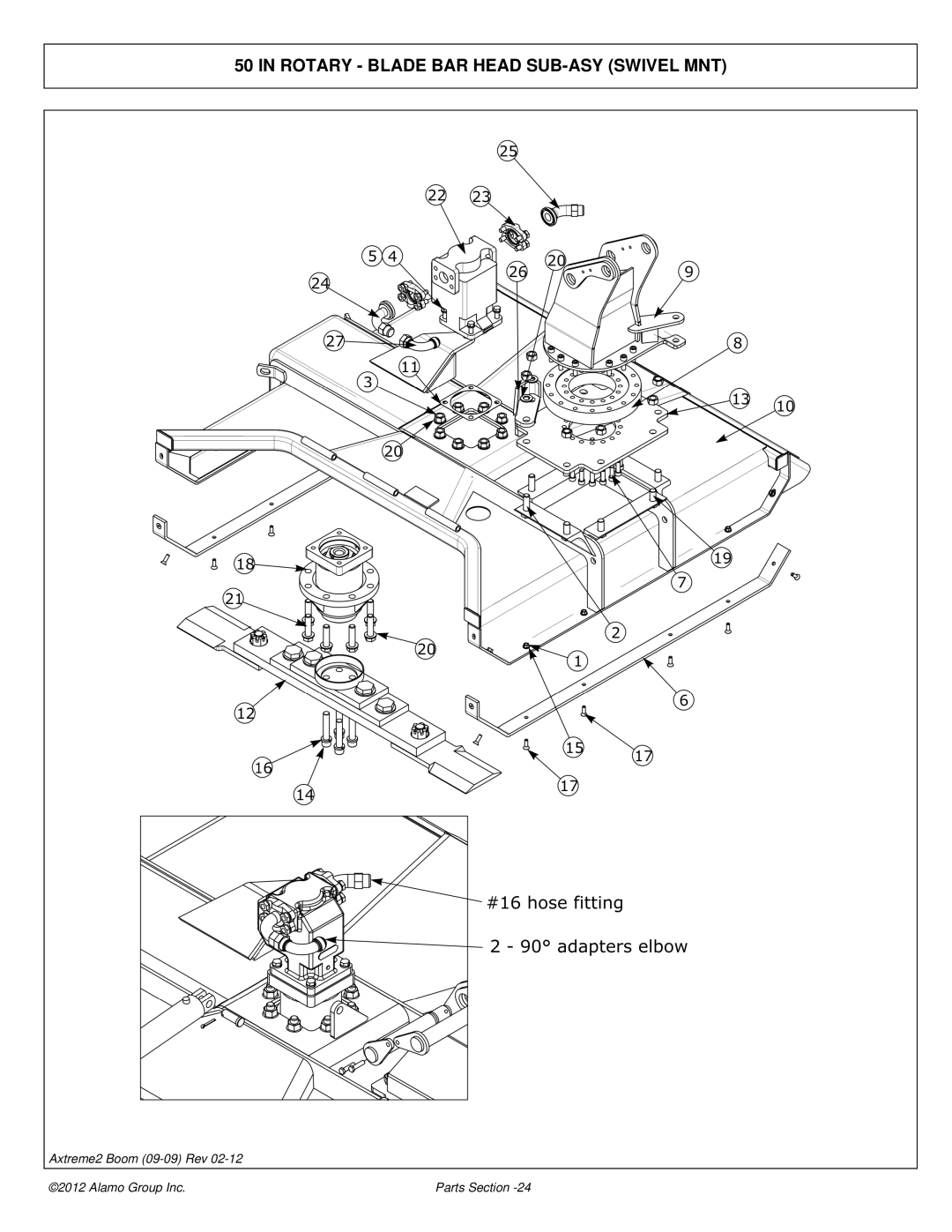 Alamo 02988075P manual Rotary Blade BAR Head SUB-ASY Swivel MNT 