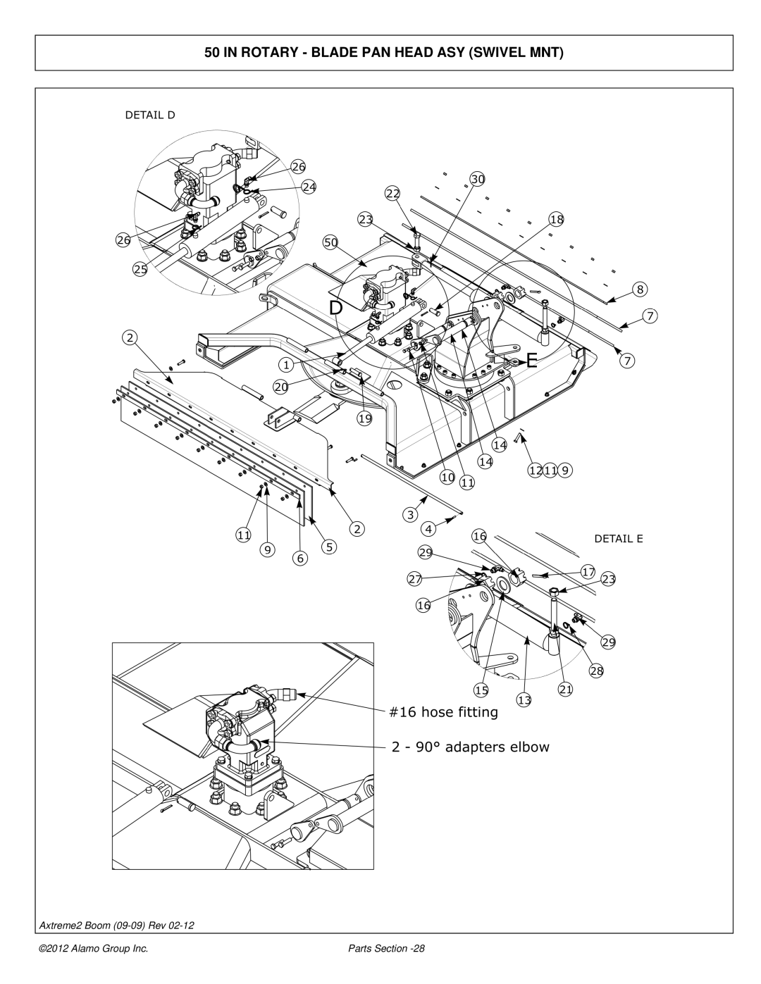 Alamo 02988075P manual Rotary Blade PAN Head ASY Swivel MNT 