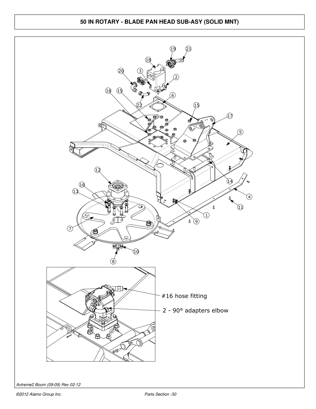 Alamo 02988075P manual Rotary Blade PAN Head SUB-ASY Solid MNT 