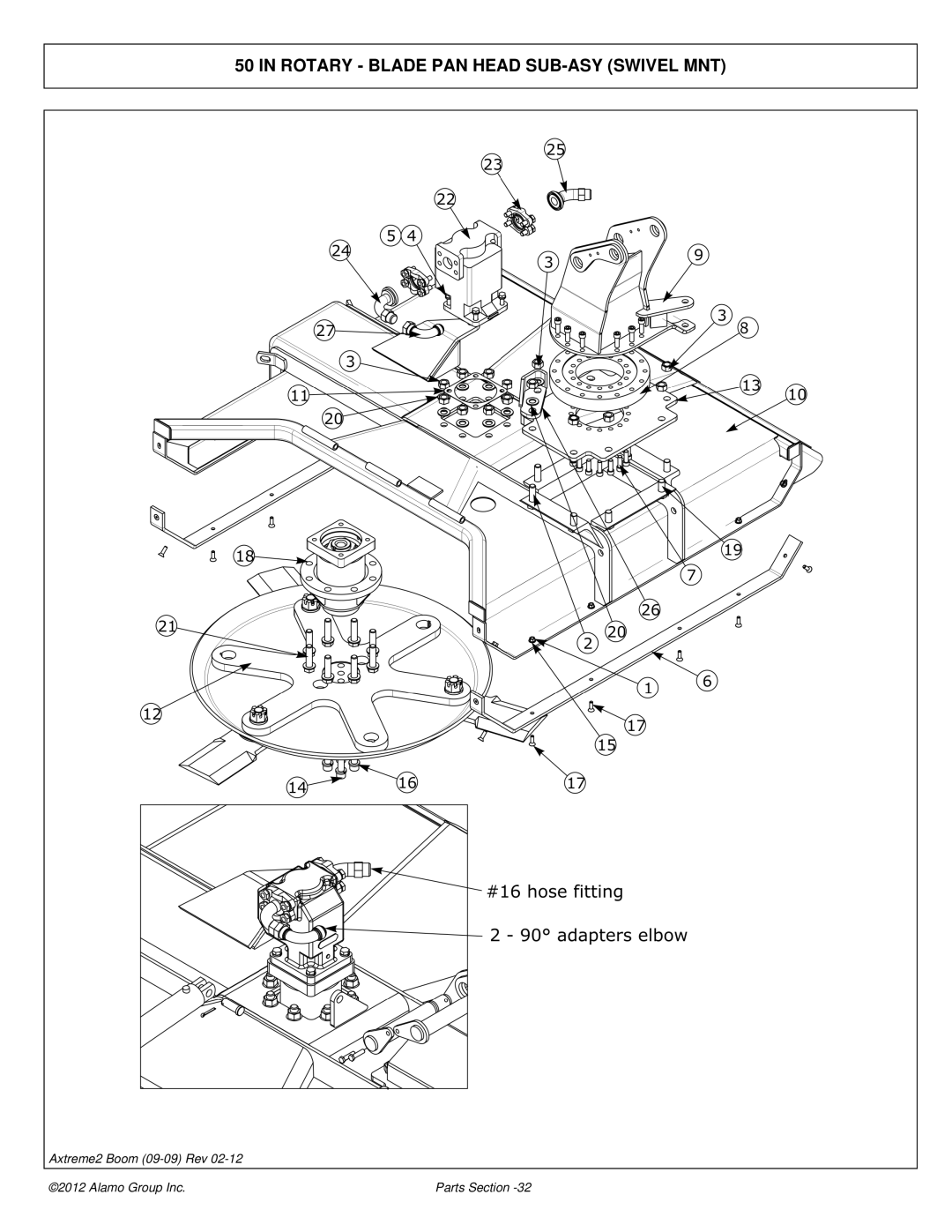 Alamo 02988075P manual Rotary Blade PAN Head SUB-ASY Swivel MNT 