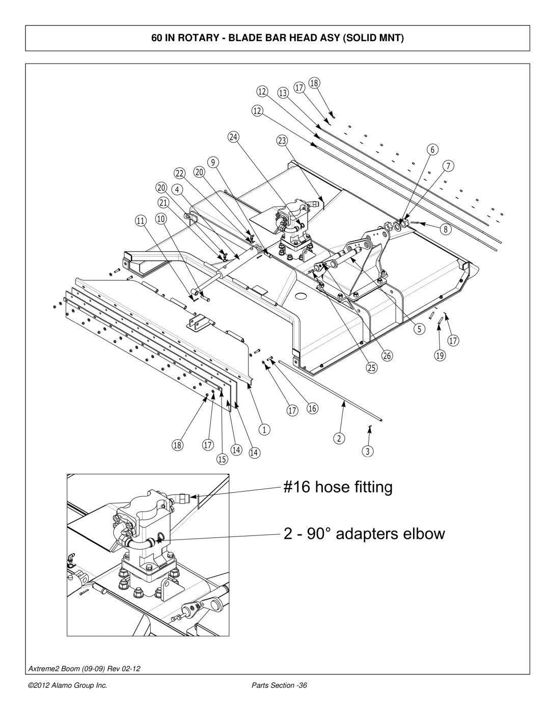 Alamo 02988075P manual Rotary Blade BAR Head ASY Solid MNT 