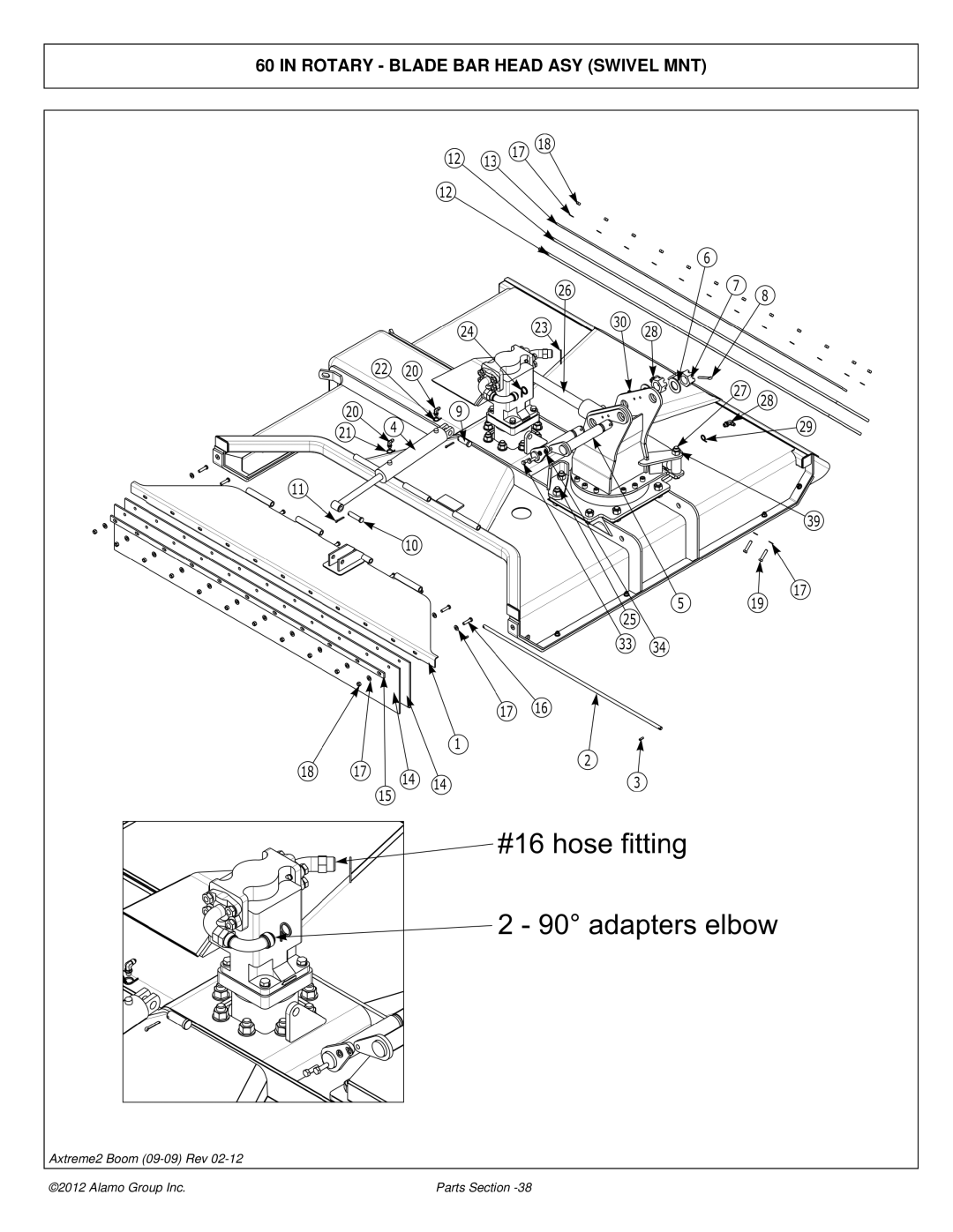 Alamo 02988075P manual Rotary Blade BAR Head ASY Swivel MNT 