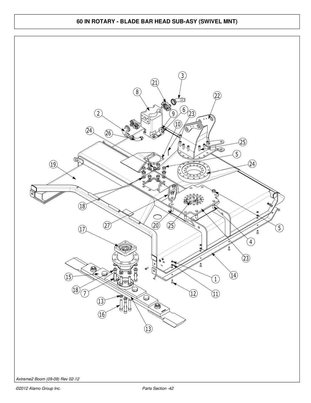 Alamo 02988075P manual Rotary Blade BAR Head SUB-ASY Swivel MNT 