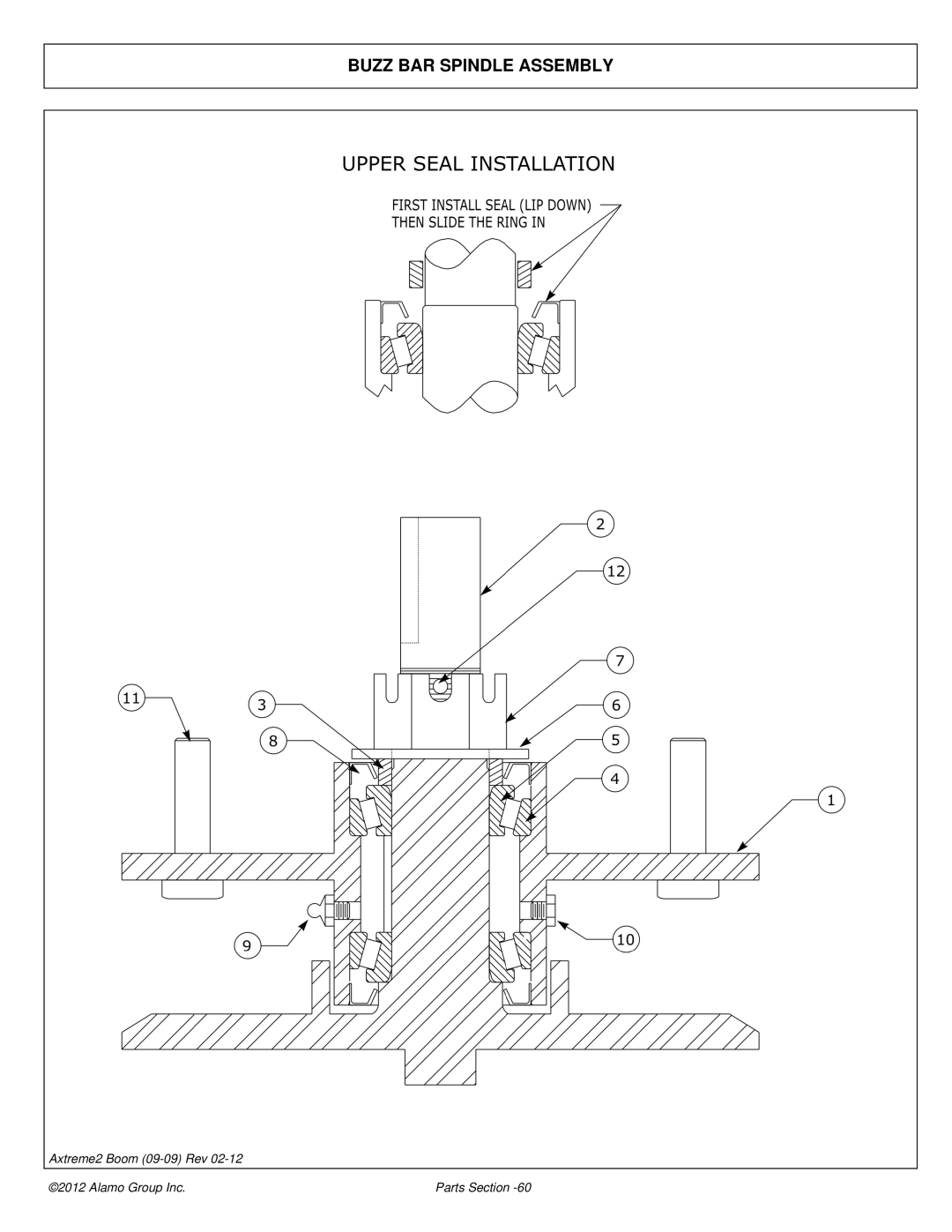 Alamo 02988075P manual Buzz BAR Spindle Assembly 