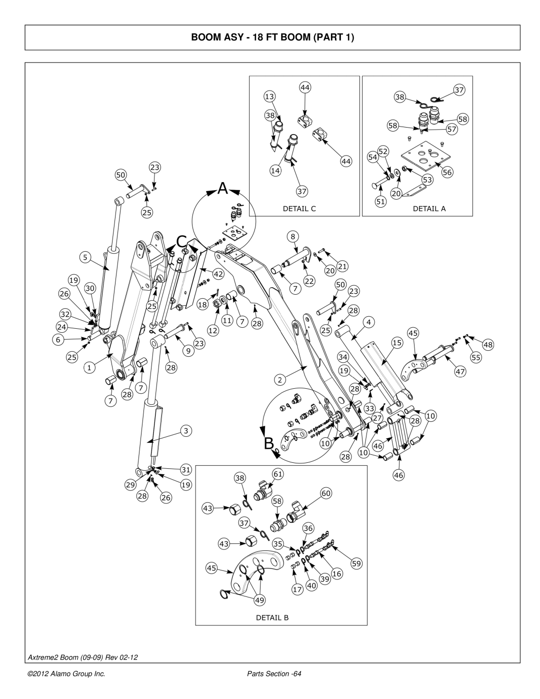 Alamo 02988075P manual Boom ASY 18 FT Boom Part 