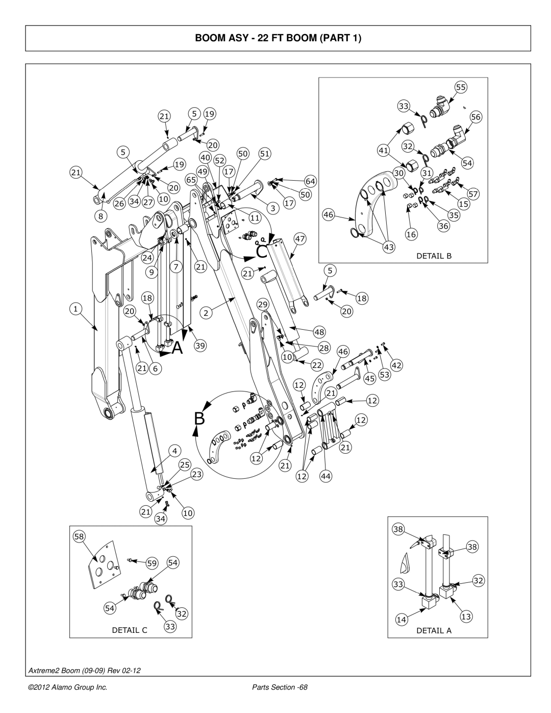 Alamo 02988075P manual Boom ASY 22 FT Boom Part 