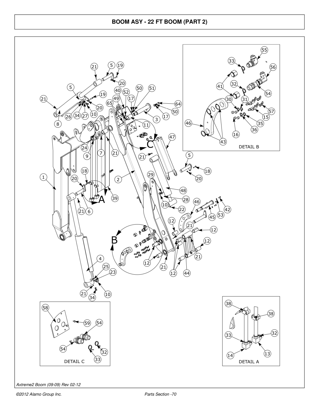 Alamo 02988075P manual Boom ASY 22 FT Boom Part 