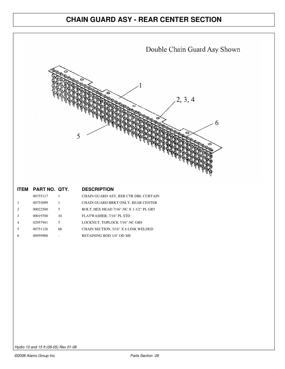 Alamo 15 manual Chain Guard ASY Rear Center Section 